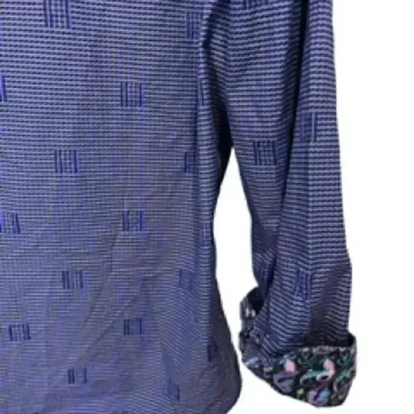 Marco Brunelli Long Sleeve Button Up Shirt‎ W/ Contrasting flip Cuffs Mens Sz XL - Picture 3 of 10